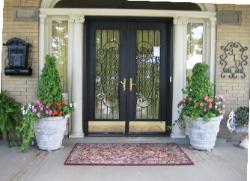 Safty Iron inset on door with matching wrought iron mailbox and address design located in historical  area  roanoke 